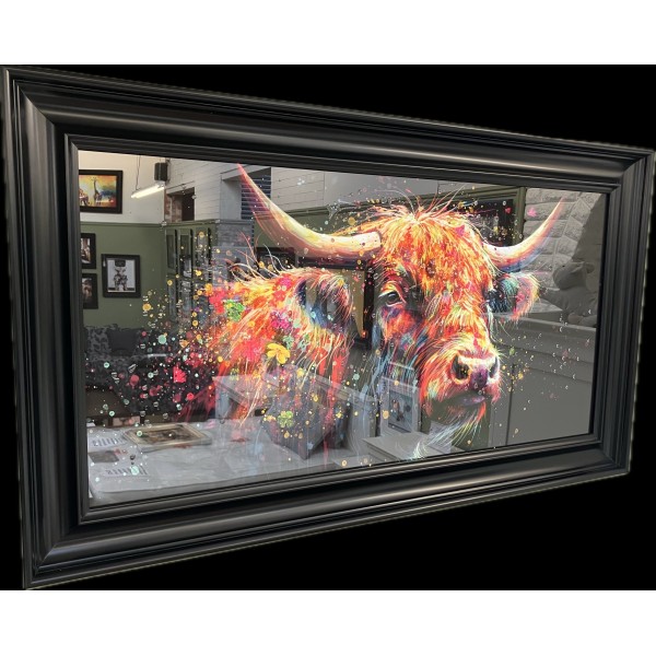 Cow picture 100 x 50 with Matt Black Alpha frame